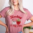 Teaching Is My Jam Cute Strawberry For Women Teachers Women's Heather T-Shirt Heather Mauve