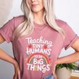 Teaching Tiny Humans Big Things I Teacher Women's Heather T-Shirt Heather Mauve Teaching Tiny Humans Big Things I Teacher Women's Heather T-Shirt Heather Mauve