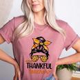 Thanksgiving Shirt Teacher Women Messy Bun Thankful Teacher Women's Heather T-Shirt Heather Mauve Thanksgiving Shirt Teacher Women Messy Bun Thankful Teacher Women's Heather T-Shirt Heather Mauve