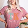 TK Teacher Retro Groovy Vintage Happy First Day Of School Women's Heather T-Shirt Heather Mauve