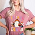 Trick Or Teach Ghost Teacher School Halloween Men Women Women's Heather T-Shirt Heather Mauve