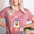 Trick Or Teach Teacher Groovy Ghost Halloween Teacher Women's Heather T-Shirt Heather Mauve Trick Or Teach Teacher Groovy Ghost Halloween Teacher Women's Heather T-Shirt Heather Mauve