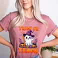 Trick Or Teach Teacher Halloween Ghost Pencil Floral Women's Heather T-Shirt Heather Mauve