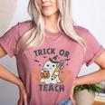 Trick Or Teach Teacher Women's Heather T-Shirt Heather Mauve Trick Or Teach Teacher Women's Heather T-Shirt Heather Mauve