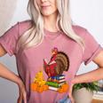 Turkey Reading Books Fall Thanksgiving Teacher Book Women's Heather T-Shirt Heather Mauve Turkey Reading Books Fall Thanksgiving Teacher Book Women's Heather T-Shirt Heather Mauve