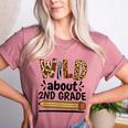 Wild About 2Nd Grade School Grade Teacher Women's Heather T-Shirt Heather Mauve