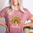 Wild About Reading Teacher Back To School Leopard Rainbow Women's Heather T-Shirt Heather Mauve Wild About Reading Teacher Back To School Leopard Rainbow Women's Heather T-Shirt Heather Mauve
