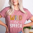 Wild About Speech SLP Leopard Teacher Back To School Kids Women's Heather T-Shirt Heather Mauve Wild About Speech SLP Leopard Teacher Back To School Kids Women's Heather T-Shirt Heather Mauve