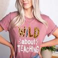 Wild About Teaching Teacher Student First Day Of School Women's Heather T-Shirt Heather Mauve