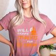 Will Trade Students For Candy Halloween Costume Teacher Women's Heather T-Shirt Heather Mauve Will Trade Students For Candy Halloween Costume Teacher Women's Heather T-Shirt Heather Mauve