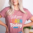 Y'All Gonna Learn Today Back To School First Day Teacher Women's Heather T-Shirt Heather Mauve Y'All Gonna Learn Today Back To School First Day Teacher Women's Heather T-Shirt Heather Mauve