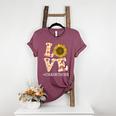 4th Grade Teacher Love Autumn Fall Sunflower Appreciation Women's Heather T-Shirt Heather Maroon
