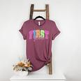 Back To School Neon Checkered First Grade Colorful Teacher Women's Heather T-Shirt Heather Maroon