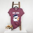 Boo Jour Ghost French Teacher Vintage Teacherlife Groovy Women's Heather T-Shirt Heather Maroon