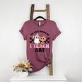 You Can't Scare Me I Teach Art Retro Teacher Ghost Halloween Women's Heather T-Shirt Heather Maroon