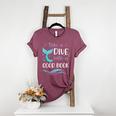 Cute Mermaid Librarian Teacher Dive Into A Good Book Reading Women's Heather T-Shirt Heather Maroon