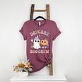 Daycare Boo Crew Groovy Halloween Floral Ghost Kid Teacher Women's Heather T-Shirt Heather Maroon
