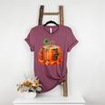 Fall Book Autumn Reading Teacher Halloween Pumpkin Season Women's Heather T-Shirt Heather Maroon