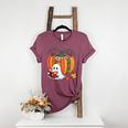 Fall Book Pumpkin Books Ghost Reading Halloween Teacher Women's Heather T-Shirt Heather Maroon Fall Book Pumpkin Books Ghost Reading Halloween Teacher Women's Heather T-Shirt Heather Maroon