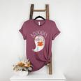 Halloween Cute Ghost Book Reading Teacher Women's Heather T-Shirt Heather Maroon