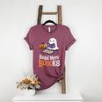 Halloween Teacher Women Cute Reading Ghost Read More Books Women's Heather T-Shirt Heather Maroon