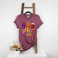 Happy Hallothanksmas Halloween Thanksgiving Pencils Teachers Women's Heather T-Shirt Heather Maroon