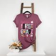 Hello First Grade Teacher Coquette Pencil Bow Back To School Women's Heather T-Shirt Heather Maroon Hello First Grade Teacher Coquette Pencil Bow Back To School Women's Heather T-Shirt Heather Maroon