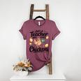Just a Teacher Who Loves Chickens Chicken Farm Animal Lover Women's Heather T-Shirt Heather Maroon