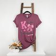 K Is For Kindergarten Teacher Coquette Bow Back To School Women's Heather T-Shirt Heather Maroon