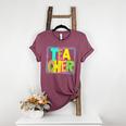 Neon Retro Teacher Cute Teacher Team New Teacher Back To Sch Women's Heather T-Shirt Heather Maroon Neon Retro Teacher Cute Teacher Team New Teacher Back To Sch Women's Heather T-Shirt Heather Maroon