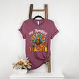 One Thankful Teacher Thanksgiving Turkey Cute Crayon Pencil Women's Heather T-Shirt Heather Maroon One Thankful Teacher Thanksgiving Turkey Cute Crayon Pencil Women's Heather T-Shirt Heather Maroon