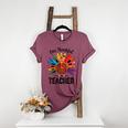 One Thankful Teacher Thanksgiving TurkeyCute Pencil Women's Heather T-Shirt Heather Maroon One Thankful Teacher Thanksgiving TurkeyCute Pencil Women's Heather T-Shirt Heather Maroon