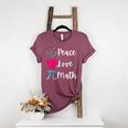 Peace Love Math Maths Teacher Pi Symbol Men Women Women's Heather T-Shirt Heather Maroon