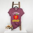 I Teach What's Your Superpower Superhero Teacher Women's Heather T-Shirt Heather Maroon