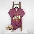 Teacher Halloween Trick Or Teach Cute Ghost Coffee Pumpkins Women's Heather T-Shirt Heather Maroon Teacher Halloween Trick Or Teach Cute Ghost Coffee Pumpkins Women's Heather T-Shirt Heather Maroon