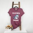 Teacher Shark Teaching Back To School Kindergarten Women's Heather T-Shirt Heather Maroon