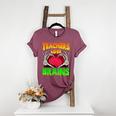Teacher Teachers Love Brains Skeleton Hand Heart Halloween Women's Heather T-Shirt Heather Maroon