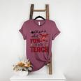 Teachers Oh What Fun It Is To Teach Cute Red Plaid Reindeer Women's Heather T-Shirt Heather Maroon
