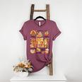 Thanksgiving One Thankful Art Teacher Fall Groovy Men Women Women's Heather T-Shirt Heather Maroon