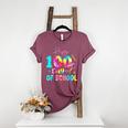 Tie Dye Happy 100th Day Of School Teacher Student 100 Days Women's Heather T-Shirt Heather Maroon Tie Dye Happy 100th Day Of School Teacher Student 100 Days Women's Heather T-Shirt Heather Maroon
