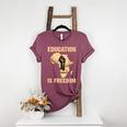 History Education Is Freedom African Map Black Teacher Women's Heather T-Shirt Heather Maroon