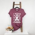I Wear Pink For My Teacher Cancer Awareness Women's Heather T-Shirt Heather Maroon
