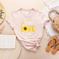 Back To School Teach Love And Inspire Teacher Sunflower Women's Heather T-Shirt Heather Peach