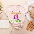 My Broom Broke So Now I Teach Teacher Witch Halloween Women's Heather T-Shirt Heather Peach