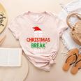 Is It Christmas Break Yet Teacher Xmas Winter Saying Women's Heather T-Shirt Heather Peach