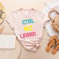 Computer Teacher Back To School Kids Ctrl Alt Learn Women's Heather T-Shirt Heather Peach