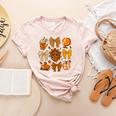 Coquette Teach Teacher Bows Thanksgiving Turkey Fall Autumn Women's Heather T-Shirt Heather Peach
