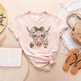 Cute Floral Highland Cow Back To School For Women Teacher Women's Heather T-Shirt Heather Peach