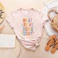 What Are We Doing Today PE Teacher Women's Heather T-Shirt Heather Peach