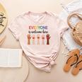 Everyone Is Welcome Here Idaho Teacher Women's Heather T-Shirt Heather Peach